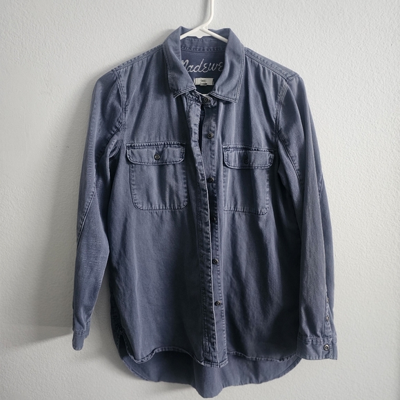 Madewell 100% Cotton Dusty Blue Long sleeve Button-up Shirt - Size Small - Picture 1 of 7